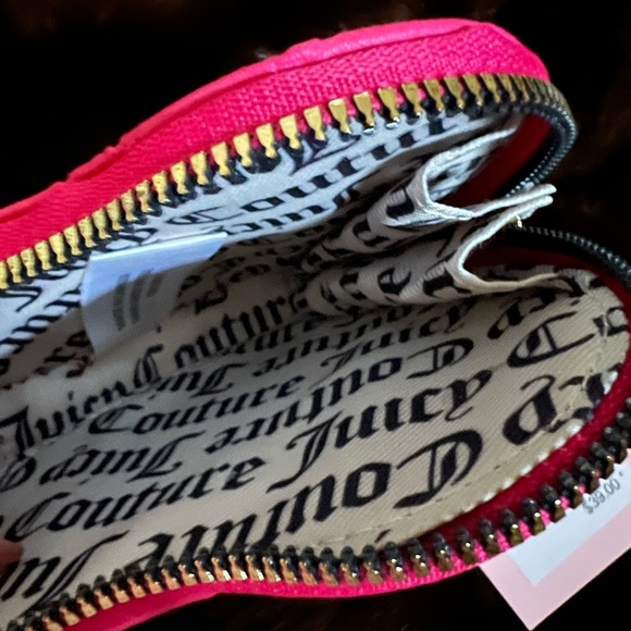 Juicy Couture hot pink wristlet coin purse Brand New wallet heart bling charms - Picture 4 of 10